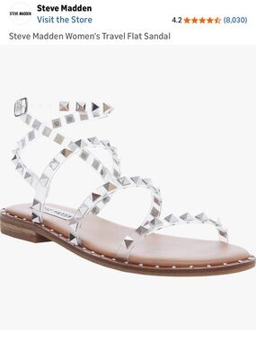 Steve Madden Clear Pyramid Stud Strappy Flat Sandal